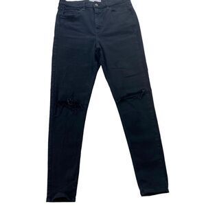 Topshop Jamie W32 L32 black high rise skinny blown out knees